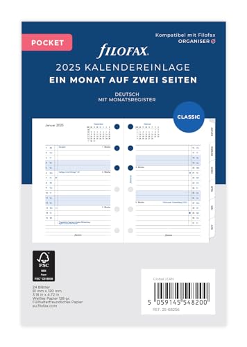 Filofax Pocket 1Mo/2S Tabbed (Tedesco) 2025