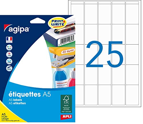 Astuccio A5 Con 400 Etichette Bianche, 38,5 X 26,5 Mm