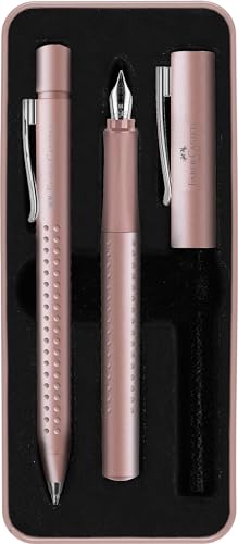 Faber-Castell 201539 - Set Regalo Grip 2011 Rosa Pale, Con Penna Stilografica M E Penna A Sfera Xb, In Custodia In Metallo
