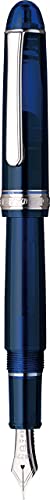 Platinum Century #3776 - Penna Stilografica Giapponese In Rodio Chartres Blue Sf/Blu / 0,30 – 036 Mm/Fatto A Mano/Penna In Oro 14 Kt Con Confezione Re