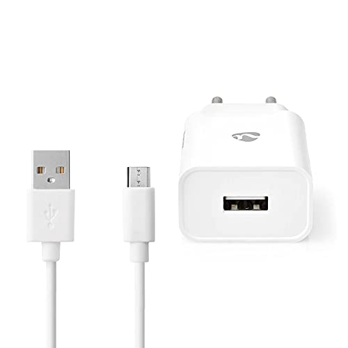 Nedis Usb-A Caricatore Domestico Con 1 Porta E Cavo Usb Micro B Sciolto - 2,1A / Bianco - 1 Metro