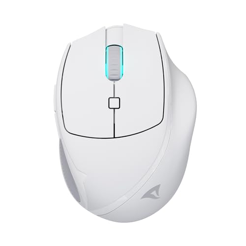 Sharkoon Officepal M25W Bianco - Mouse Wireless Ergonomico Per L'Ufficio E La Casa, Sensore Preciso, Clic Silenzioso, Batteria A Lunga Durata