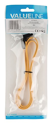 Valueline Vlcp73260Y10 Cavo Dati Sata 6 Gb/S Con Clip, Sata 7-Pin Femmina A Sata 7-Pin Femmina Angolato A 270°, 1 M, Giallo