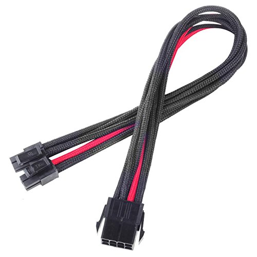 Silverstone Sst-Pp07-Eps8Br - Cavo Estensione Sleevato Eps 8Pin A Eps/Atx 4+4Pin, 30Cm, Nero/Rosso