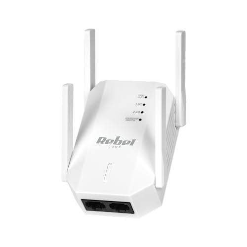 Rebel Ripetitore Amplificatore Di Rete Wireless Portata Fino A 100 Metri 2.4+5 Ghz Kom1031