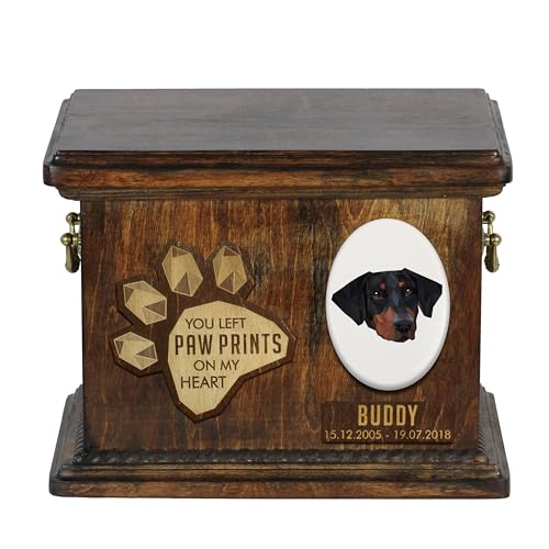 Art-Dog Urna Commemorativa Per Cani Geometrica Personalizzata - Urna In Legno Fatta A Mano - Scatola Per Cremazione Per Cani Su Misura Per Ceneri - 8,