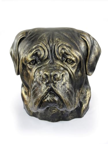 Art-Dog Collezione Testa Grande Dog De Bordeaux Urna - Scatola Per Cremazione In Resina Fatta A Mano Con Finitura In Bronzo Fuso A Freddo - Dimensioni