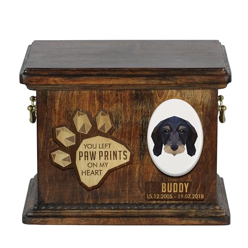 Art-Dog Urna Commemorativa Per Cani Geometrica Personalizzata - Urna In Legno Fatta A Mano - Scatola Per Cremazione Per Cani Su Misura Per Ceneri - 8,