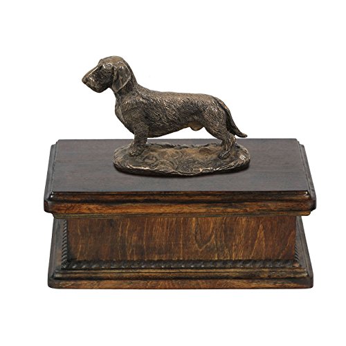 Art-Dog Custom Dog Mama Sitting Statue Urna Commemorativa - Bronzo Fuso A Freddo Fatto A Mano Su Base In Betulla - Urna Per Le Ceneri Di Cane - 24,5X2