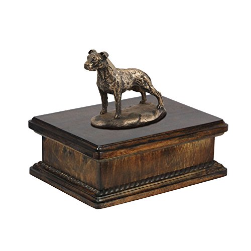 Art-Dog Custom Dog Mama Sitting Statue Urna Commemorativa - Bronzo Fuso A Freddo Fatto A Mano Su Base In Betulla - Urna Per Le Ceneri Di Cane - 24,5X2