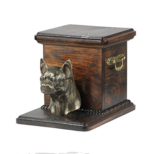 Art-Dog Urna Commemorativa Per Cani Personalizzata Fatta A Mano - Scatola Per Cremazione Per Cani Personalizzata Di Lunga Durata - 19X31X22Cm - Chihua