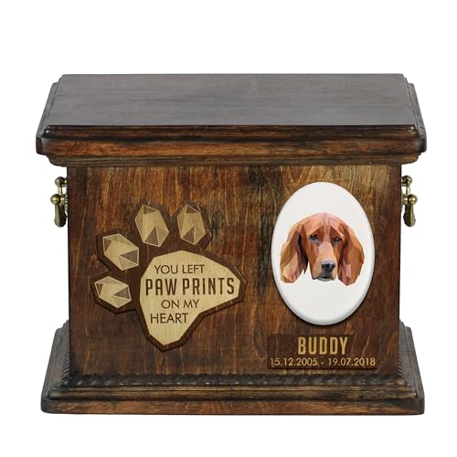 Art-Dog Urna Commemorativa Per Cani Geometrica Personalizzata - Urna In Legno Fatta A Mano - Scatola Per Cremazione Per Cani Su Misura Per Ceneri - 8,