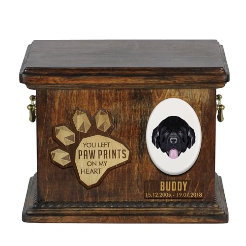 Art-Dog Urna Commemorativa Per Cani Geometrica Personalizzata - Urna In Legno Fatta A Mano - Scatola Per Cremazione Per Cani Su Misura Per Ceneri - 8,