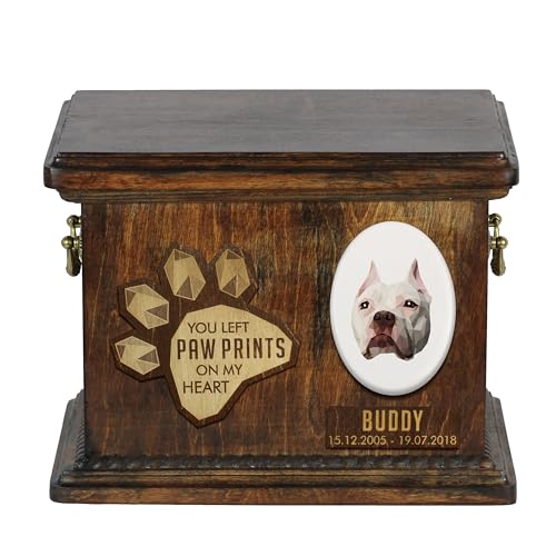 Art-Dog Urna Commemorativa Per Cani Geometrica Personalizzata - Urna In Legno Fatta A Mano - Scatola Per Cremazione Per Cani Su Misura Per Ceneri - 8,