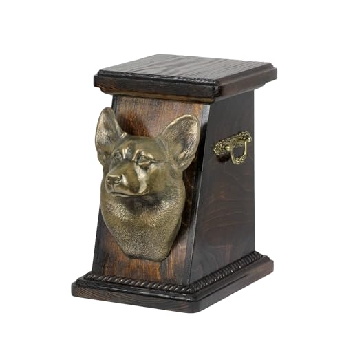 Art-Dog Urna Commemorativa Per Cani Personalizzata – Scatola Commemorativa Fatta A Mano – Testa Di Cane In Bronzo Fuso A Freddo Su Base In Betulla – 1