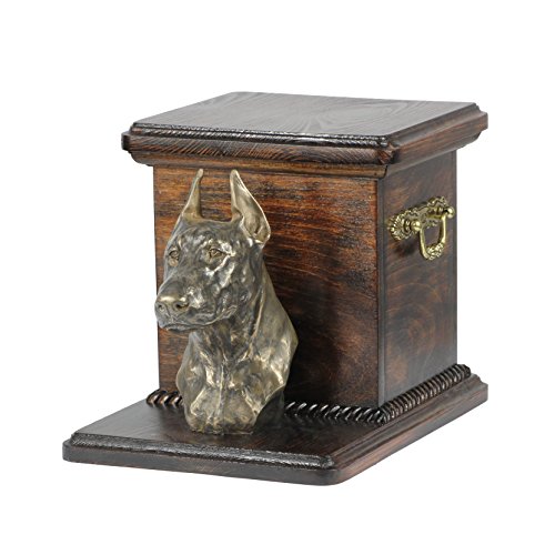 Art-Dog Urna Commemorativa Per Cani Personalizzata Fatta A Mano - Scatola Per Cremazione Per Cani Personalizzata Di Lunga Durata - 19X31X22Cm - Doberm