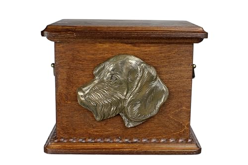 Art-Dog Urna Per Ceneri Di Cane - Memoriale Fatto A Mano Con Rilievo, Incisione Personalizzata E Busto In Bronzo Fuso A Freddo - 8,3X11,4X8,7" - Filo