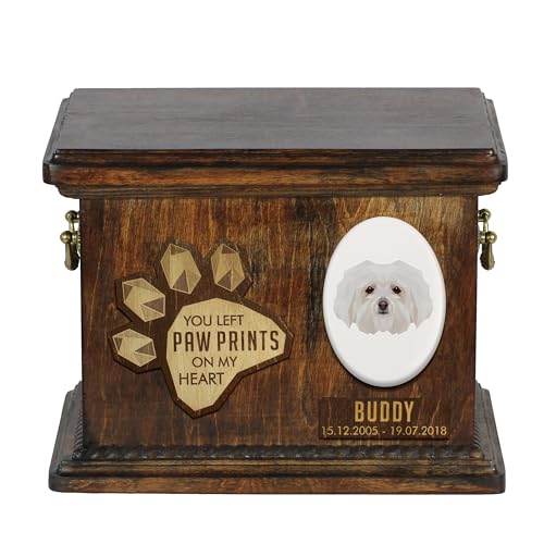 Art-Dog Urna Commemorativa Per Cani Geometrica Personalizzata - Urna In Legno Fatta A Mano - Scatola Per Cremazione Per Cani Su Misura Per Ceneri - 8,