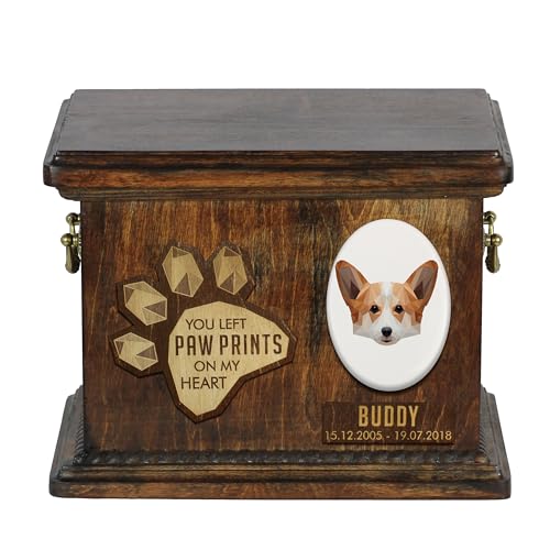 Art-Dog Urna Commemorativa Per Cani Geometrica Personalizzata - Urna In Legno Fatta A Mano - Scatola Per Cremazione Per Cani Su Misura Per Ceneri - 8,