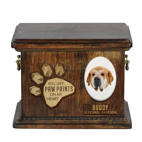 Art-Dog Urna Commemorativa Per Cani Geometrica Personalizzata - Urna In Legno Fatta A Mano - Scatola Per Cremazione Per Cani Su Misura Per Ceneri - 8,