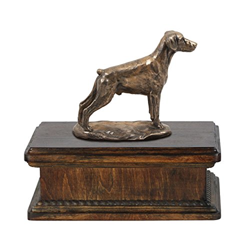 Art-Dog Custom Dog Mama Sitting Statue Urna Commemorativa - Bronzo Fuso A Freddo Fatto A Mano Su Base In Betulla - Urna Per Le Ceneri Di Cane - 24,5X2