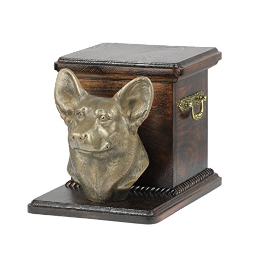 Art-Dog Urna Commemorativa Per Cani Personalizzata Fatta A Mano - Scatola Per Cremazione Per Cani Personalizzata Di Lunga Durata - 19X31X22Cm - Corgi