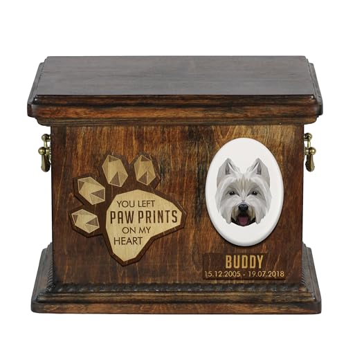 Art-Dog Urna Commemorativa Per Cani Geometrica Personalizzata - Urna In Legno Fatta A Mano - Scatola Per Cremazione Per Cani Su Misura - 8,3X11,4X8,7"
