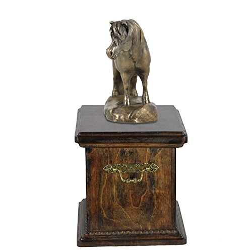 Art-Dog Urna Fatta A Mano Per Ceneri Di Cavallo - Statua In Bronzo Fuso A Freddo - Scatola Per Cremazione Personalizzata - 46,5X29X21 Cm - Shetland