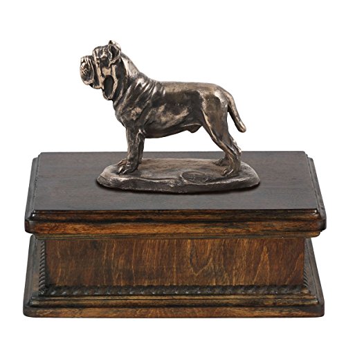 Art-Dog Custom Dog Mama Sitting Statue Urna Commemorativa - Bronzo Fuso A Freddo Fatto A Mano Su Base In Betulla - Urna Per Le Ceneri Di Cane - 24,5X2