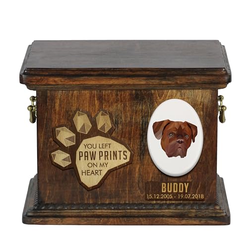 Art-Dog Urna Commemorativa Per Cani Geometrica Personalizzata - Urna In Legno Fatta A Mano - Scatola Per Cremazione Per Cani Su Misura Per Ceneri - 8,
