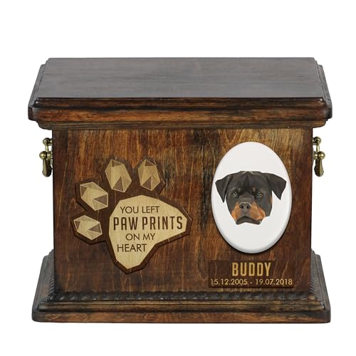 Art-Dog Urna Commemorativa Per Cani Geometrica Personalizzata - Urna In Legno Fatta A Mano - Scatola Per Cremazione Per Cani Su Misura Per Ceneri - 8,