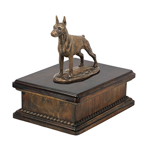 Art-Dog Custom Dog Mama Sitting Statue Urna Commemorativa - Bronzo Fuso A Freddo Fatto A Mano Su Base In Betulla - Urna Per Le Ceneri Di Cane - 24,5X2