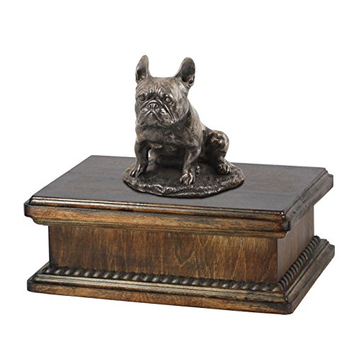 Art-Dog Custom Dog Mama Sitting Statue Urna Commemorativa - Bronzo Fuso A Freddo Fatto A Mano Su Base In Betulla - Urna Per Le Ceneri Di Cane - 24,5X2