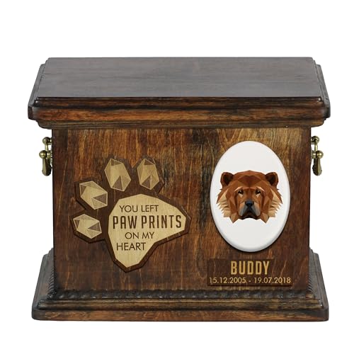 Art-Dog Urna Commemorativa Per Cani Geometrica Personalizzata - Urna In Legno Fatta A Mano - Scatola Per Cremazione Per Cani Su Misura Per Ceneri - 8,