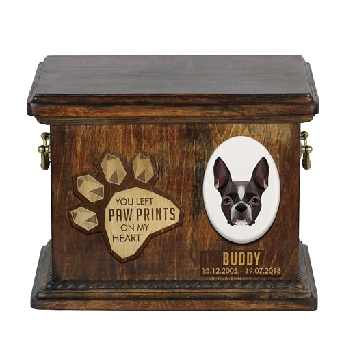 Art-Dog Urna Commemorativa Per Cani Geometrica Personalizzata - Urna In Legno Fatta A Mano - Scatola Per Cremazione Per Cani Su Misura Per Ceneri - 8,