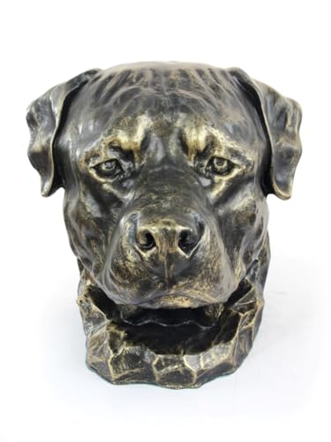 Art-Dog Collezione Testa Grande Rottweiler Urna - Scatola Per Cremazione In Resina Fatta A Mano Con Finitura In Bronzo Fuso A Freddo - Dimensioni Natu