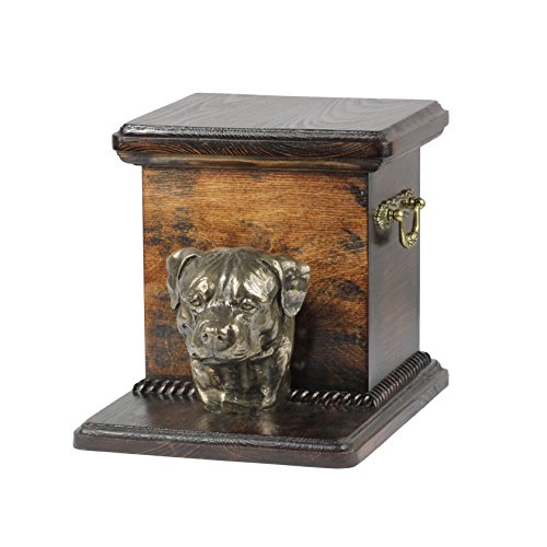 Art-Dog Urna Commemorativa Per Cani Personalizzata Fatta A Mano - Scatola Per Cremazione Per Cani Personalizzata Di Lunga Durata - 19X31X22Cm - Rottwe