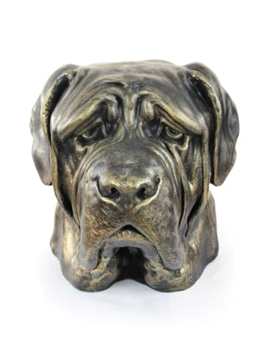 Art-Dog Collezione Testa Grande English Mastif Urna - Scatola Per Cremazione In Resina Fatta A Mano Con Finitura In Bronzo Fuso A Freddo - Dimensioni