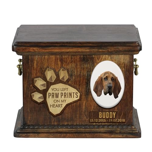 Art-Dog Urna Commemorativa Per Cani Geometrica Personalizzata - Urna In Legno Fatta A Mano - Scatola Per Cremazione Per Cani Su Misura Per Ceneri - 8,