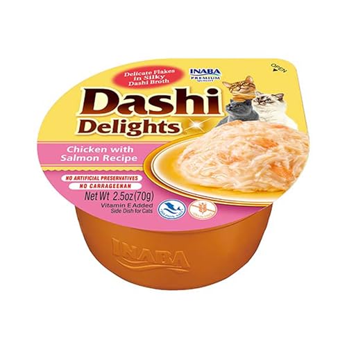 Inaba Dashi Delights, Delicati Fiocchi In Brodo Di Pollo Con Salmone - Cibo Umido Per Gatti Con Dashi - Snack Per Gatti Ricco Di Proteine, Ingredienti