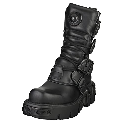 New Rock Shoes - All Black Boots With Reactor Soles Uk 7 / Black