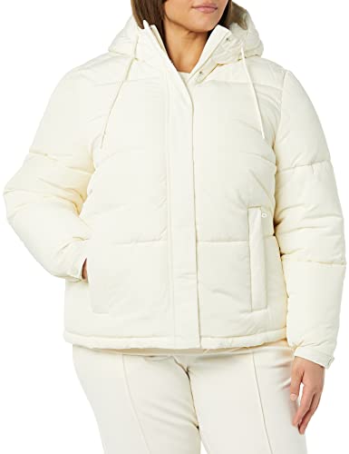 Amazon Essentials Piumino Con Cappuccio Impermeabile Foderato In Sherpa (Disponibile In Taglie Forti) (Precedentemente Amazon Aware) Donna, Avorio, Xl