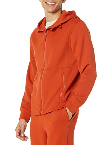 Amazon Essentials Felpa Con Cappuccio Active Sweat Con Cerniera Integrale (Disponibile Nelle Taglie Big & Tall) Uomo, Arancio Ruggine, S