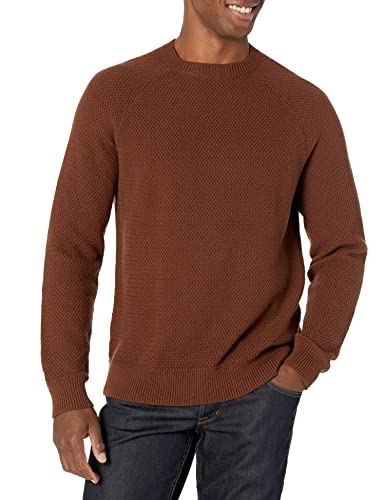 Amazon Essentials Maglione Girocollo In Cotone Testurizzato Vestibilità Oversize Uomo, Marrone Intenso, 6Xl Plus Tall