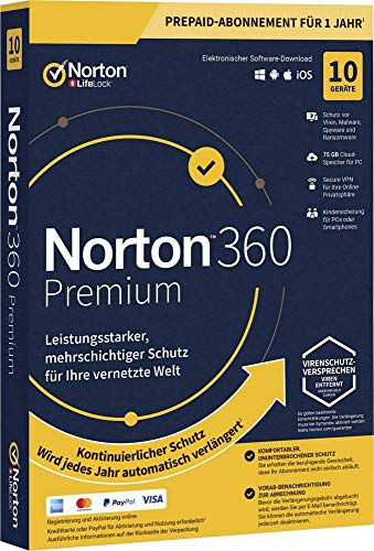 Norton Life Lock 360 Premium 1U 10D 1Y 1 User, 10 Device, 1 Jahr, Box