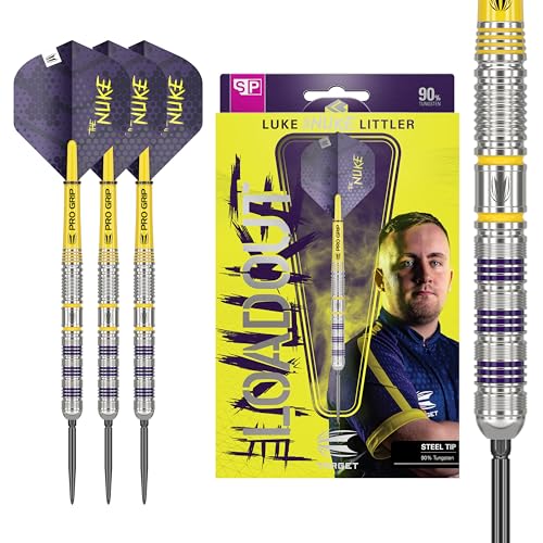 Target Darts Luke Littler Loadout 90% Set Di Freccette Con Punta In Acciaio Al Tungsteno – 23G Set Di Freccette The Nuke Player Edition, Freccette Con