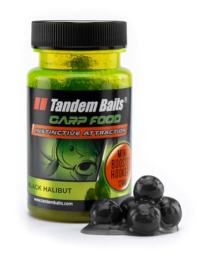 Tandem Baits Carp Food Mini Boosted Hookers Halibut Nero | Carpfishing Pesche Pesca Accessori | Alimentatore Per La Pesca Carpa | Pesca Accessori Alla