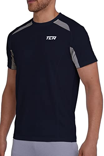 Tca Quickdry Maglietta Palestra Uomo - Maglia Running A Maniche Corte - Gym T Shirt - Abbigliamento Fitness - Blu Scuro, M