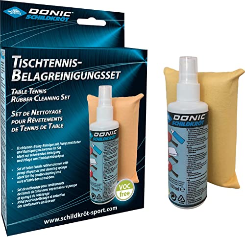 Donic-Schildkröt Kit Di Pulizia, Schiuma Detergente Da 100 Ml In Una Pompa Spray E Spugna, Per Rinnovare I Cuscinetti Per Racchette Da Ping-Pong, 8285