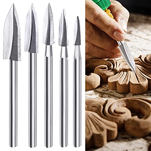 Wood Carving Intaglio Del Legno Set 5 Pezzi Fresa Radici Trapano Incisione Per La Lavorazione Da 1/8 "Codolo Universale Per Utensili Rotanti